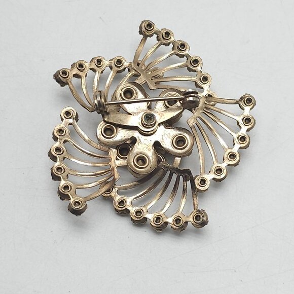 Vintage Odd Fellows Daughters Of Rebekah Enamel Clear Rhinestone Brooch Pin - Picture 3 of 4